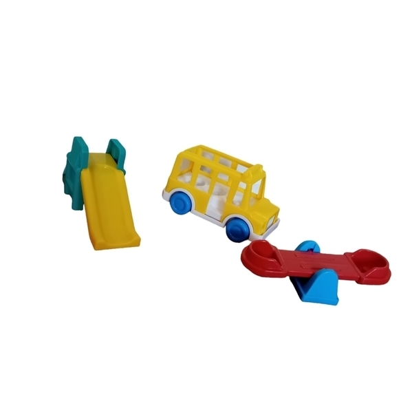 Vtg 90s Lyons Group  Barney & Friends Barney's Schoolhouse Acc Bus, Seesaw Slide - Picture 1 of 11